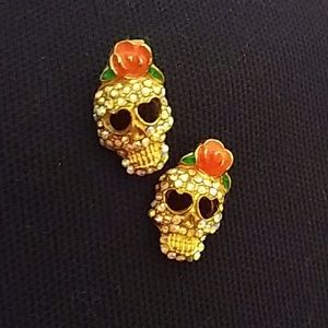Rhinestone Skull Earrings